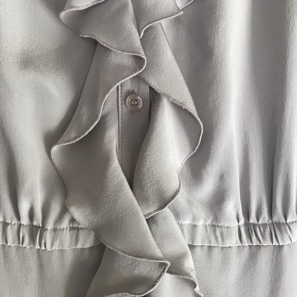 INC Silver Silk Ruffle-Front Dress (20W) NWT
